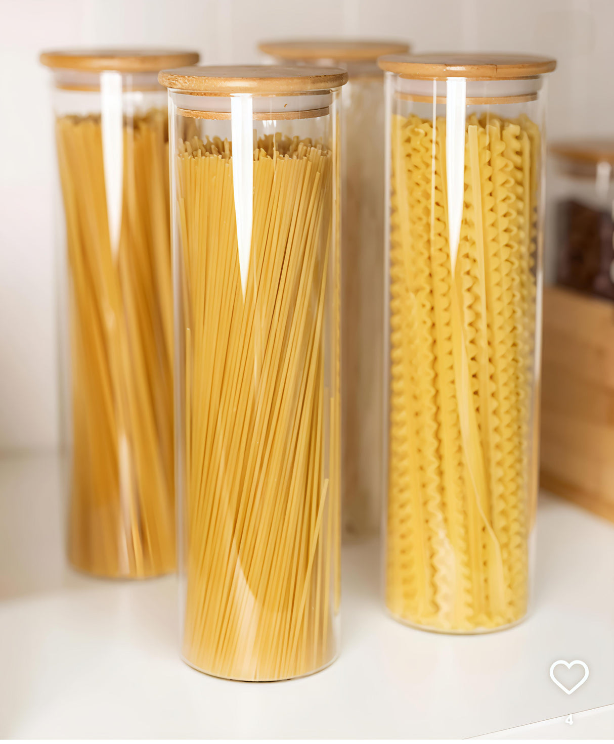 2000ml Glass Spaghetti and Cereal Storage Jar with Bamboo Lid