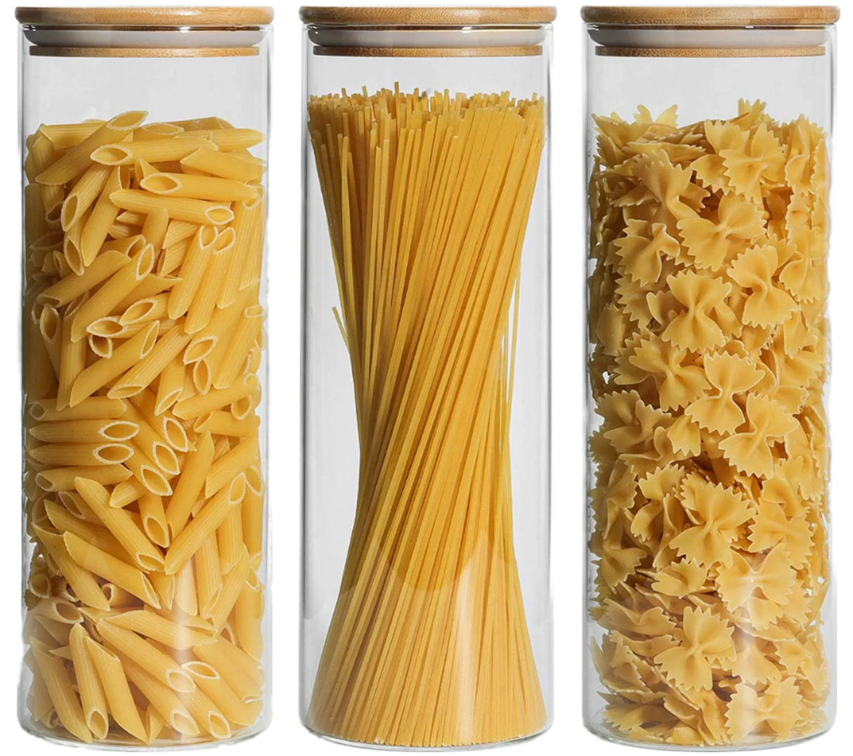 2000ml Glass Spaghetti and Cereal Storage Jar with Bamboo Lid