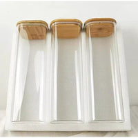 2000ml Rectangular Glass Spaghetti Jar with Bamboo Lid – Airtight Storage food storage Food Storage Containers