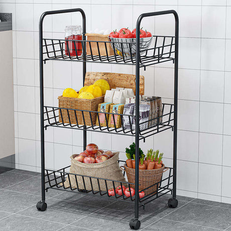 Metallic Organizer Stand with Wheels | 40cm x 26cm x 70cm- Furaha Finds Kenya