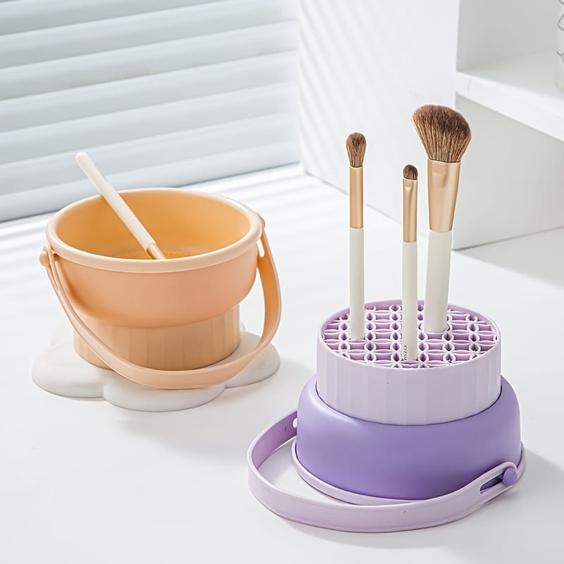 2 in 1 Silicone Makeup Brush Cleaning Bowl with Dryer- Furaha Finds Kenya