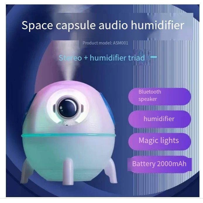 220ml Space Capsule Humidifier | Rechargeable Mini Humidifier with Night Light Home Comfort Appliances Humidifiers