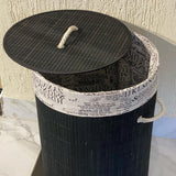Eco-Friendly Black Bamboo Collapsible Laundry Basket, 50x30x40cm