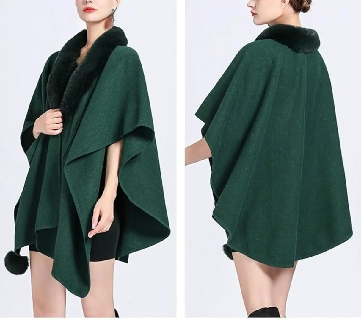 Faux Fur Collar Cape Shawl Cardigan Fashion Accessories Capes
