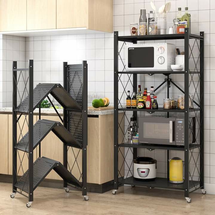 Foldable Multipurpose Rack with Shelves and Wheels – 4 Tier & 5 Tier Options