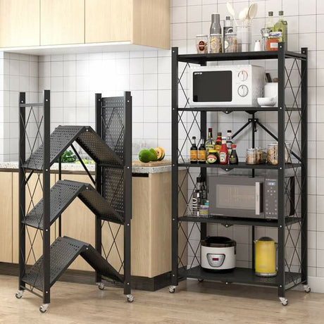 Foldable Multipurpose Rack with Shelves and Wheels – 4 Tier & 5 Tier Options