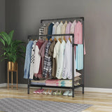 Double Pole Floor Clothes Rack – Multifunctional Sanding Coat and Drying Hanger Stand for Bedroom Storage