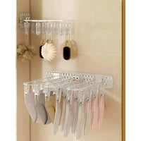 24 Clip Multifunction Wall Folding Cloth Hanger – Windproof Drying Rack for Socks & Baby Clothes Hangers & Hooks Hangers