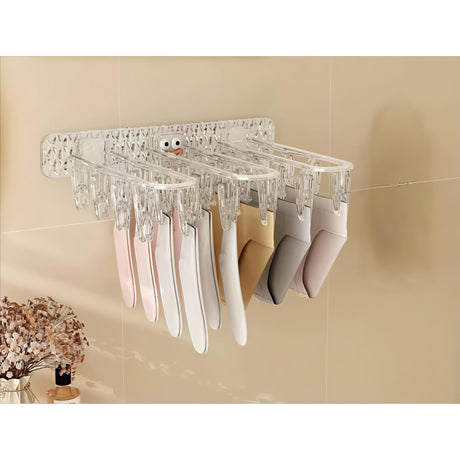 24 Clip Multifunction Wall Folding Cloth Hanger – Windproof Drying Rack for Socks & Baby Clothes