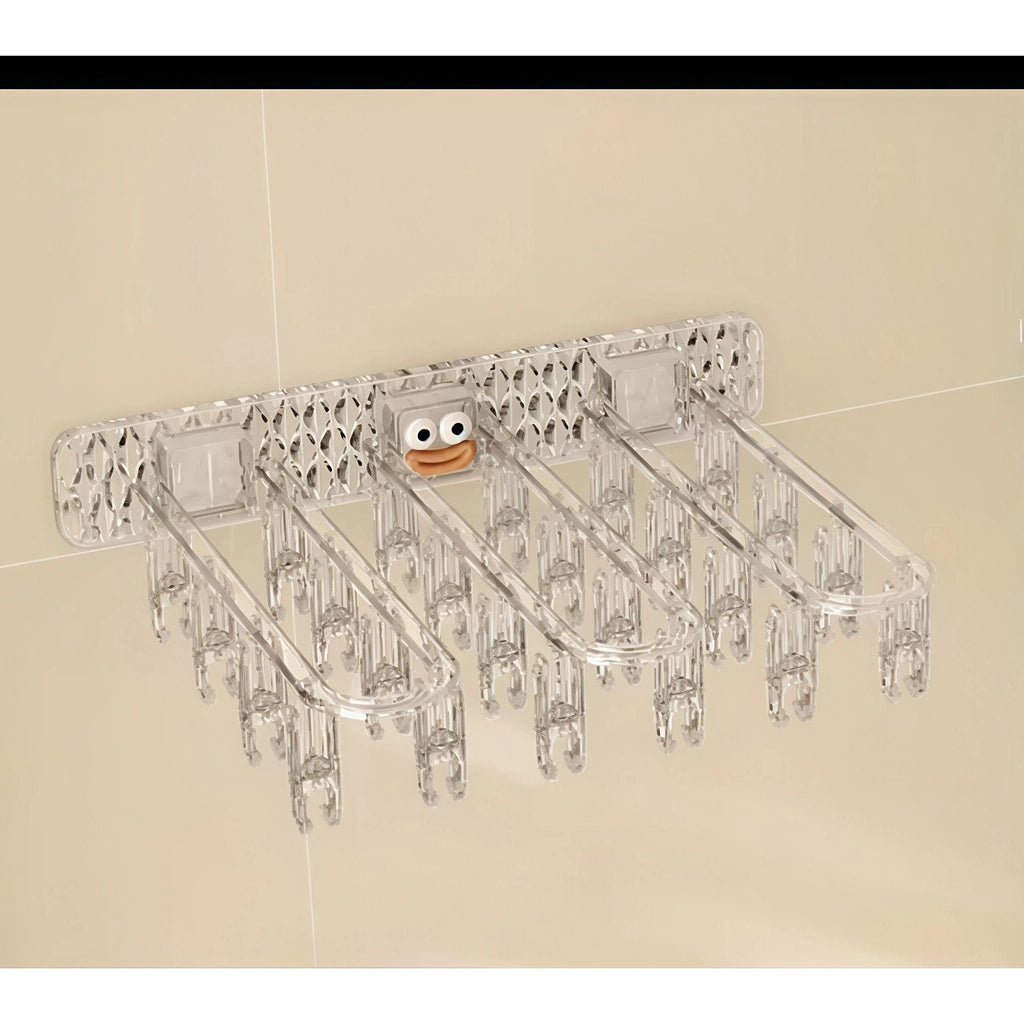 24 Clip Multifunction Wall Folding Cloth Hanger – Windproof Drying Rack for Socks & Baby Clothes Hangers & Hooks Hangers