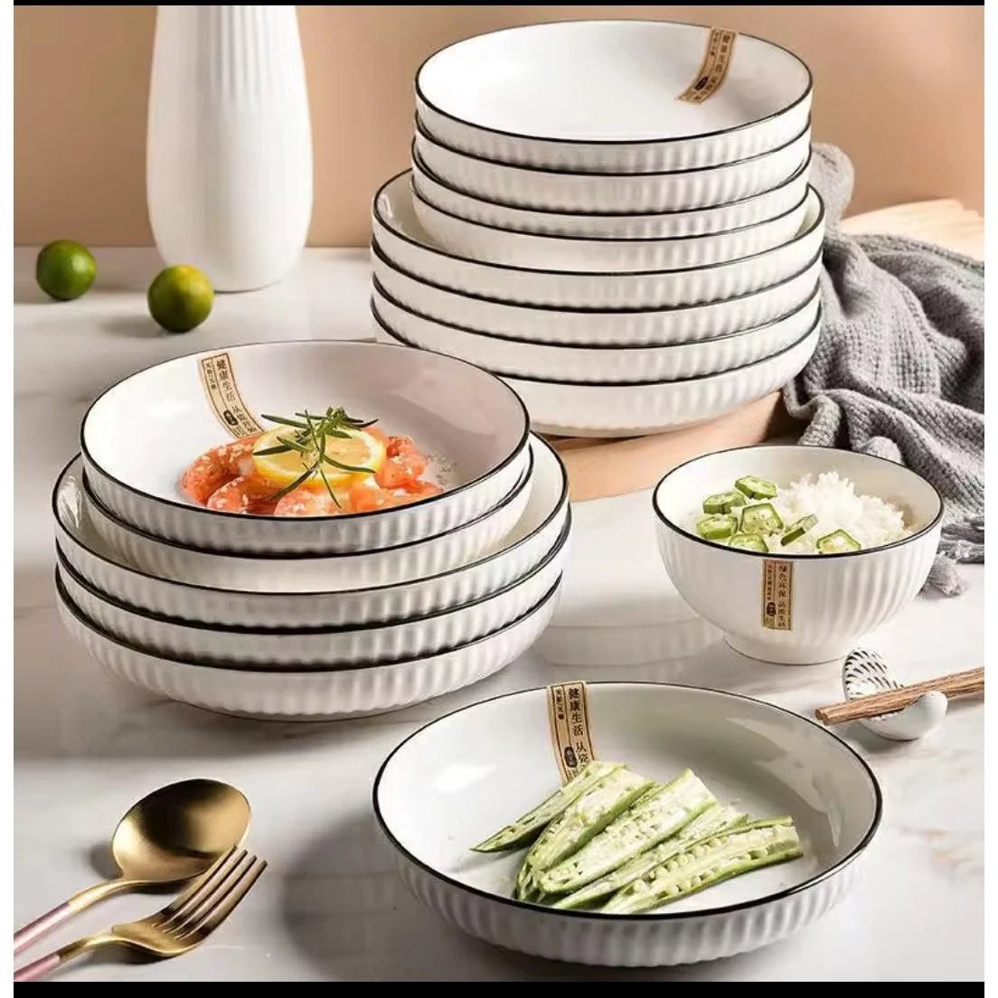 24 PCS Trendy White Dinner Set Elegant and Timeless Tableware Dinner set Dinnerware Sets