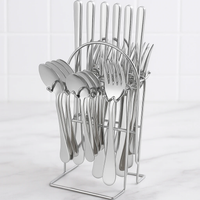 24 Piece Cutlery set with Stand Cutlery holder Flatware Sets