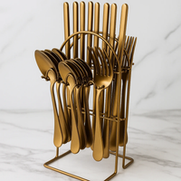 24 Piece Cutlery set with Stand Cutlery holder Flatware Sets