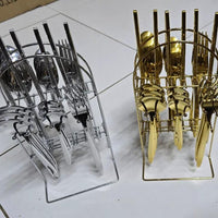 24 Piece Cutlery set with Stand Cutlery holder Flatware Sets