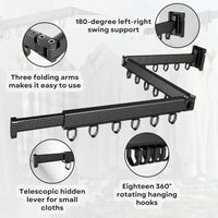 Foldable Wall Mounted Drying Rack – 360° Rotating Clothes Hanger for Indoor and Outdoor Use households Drying Racks