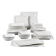 24pcs Ceramic Fancy Shapely White Dinner Set with Lines kitchen and dinning Dinnerware Sets