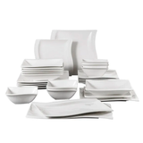 24pcs Ceramic Fancy Shapely White Dinner Set with Lines kitchen and dinning Dinnerware Sets