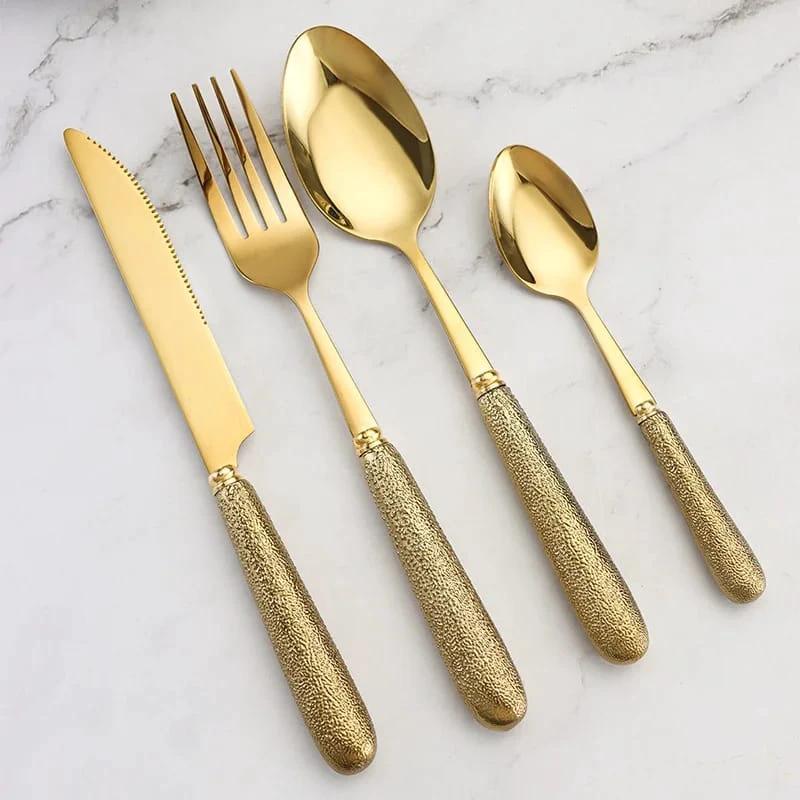 24pcs Nordic Design Cutlery Set | Gold and Silver Flatware Set for Dining Kitchen utensils Kitchen Utensil Sets