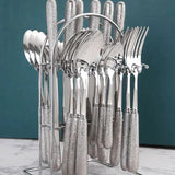 24pcs Nordic Design Cutlery Set | Gold and Silver Flatware Set for Dining Kitchen utensils Kitchen Utensil Sets