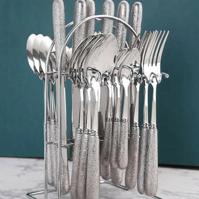 24pcs Nordic Design Cutlery Set | Gold and Silver Flatware Set for Dining Kitchen utensils Kitchen Utensil Sets