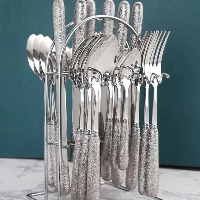 24pcs Nordic Design Cutlery Set | Gold and Silver Flatware Set for Dining Kitchen utensils Kitchen Utensil Sets