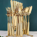 24pcs Nordic Design Cutlery Set | Gold and Silver Flatware Set for Dining Kitchen utensils Kitchen Utensil Sets