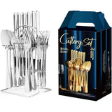 24pcs Stainless Steel Silver Cutlery Set – Elegant and Durable Flatware for Home and Dining