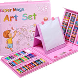 208 PC Art Drawing/Painting Set with Drawing Board - Blue & Pink