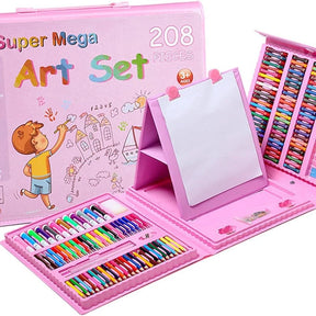 208 PC Art Drawing/Painting Set with Drawing Board - Blue & Pink Arts & Crafts Drawing & Painting Kits