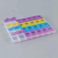 28 Grid Plastic Tablets Organizer Planner | 7 Day Organizer with Snap Lids | Weekly Reminder Health and Wellness Medicine & Drugs