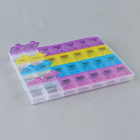 28 Grid Plastic Tablets Organizer Planner | 7 Day Organizer with Snap Lids | Weekly Reminder Health and Wellness Medicine & Drugs