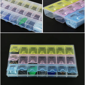 28 Grid Plastic Tablets Organizer Planner | 7 Day Organizer with Snap Lids | Weekly Reminder Health and Wellness Medicine & Drugs