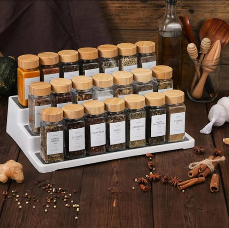 29pcs Glass Storage Jars Set with Bamboo Lids 120ml – Includes Funnel, Labels, Pen & Brush