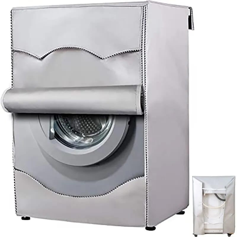 Front Load Washing Machine Cover – Grey/Silver – Fits Up to 12kg (Zippered)