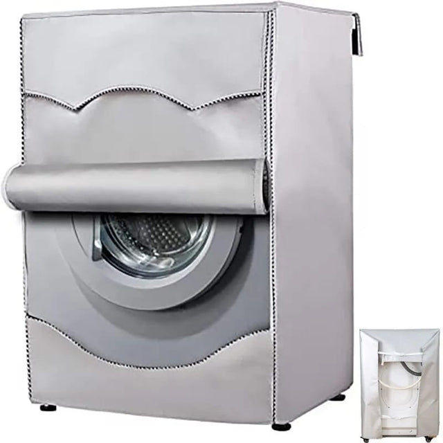 Front Load Washing Machine Cover – Grey/Silver – Fits Up to 12kg (Zippered)