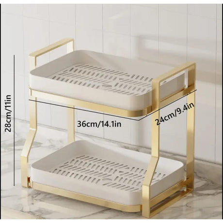2Tier Drying Rack with Drip Tray Multifunctional Standing Rack for Kitchen Organization