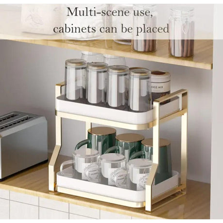 2Tier Drying Rack with Drip Tray Multifunctional Standing Rack for Kitchen Organization