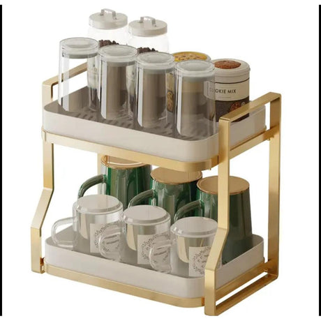 2Tier Drying Rack with Drip Tray Multifunctional Standing Rack for Kitchen Organization