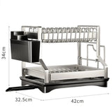 2Tier Kitchen Dish Rack with Drain Tray Large Capacity Organizer