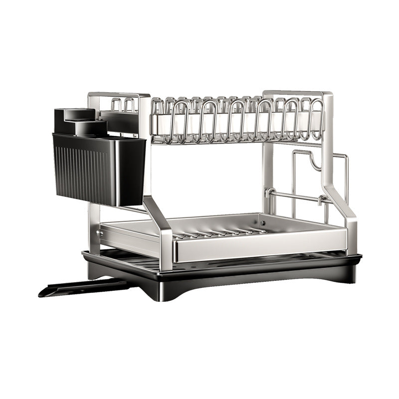 2Tier Kitchen Dish Rack with Drain Tray Large Capacity Organizer