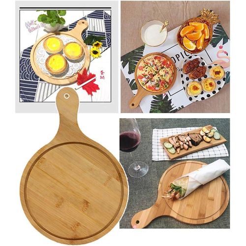 Round Bamboo Pizza Board with Handle  35x26 cm Small