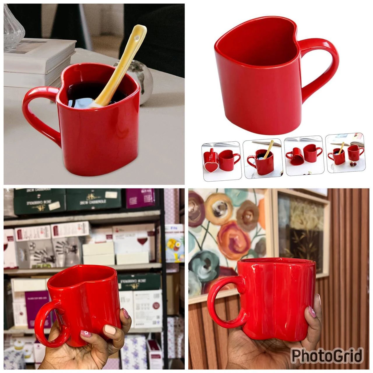 Ceramic Love-Shaped Mug Set – 400ml Romantic Drinkware (Set of 6) drinkware Mugs
