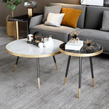 2in1Modern Marble Round Coffee Table & Side Table