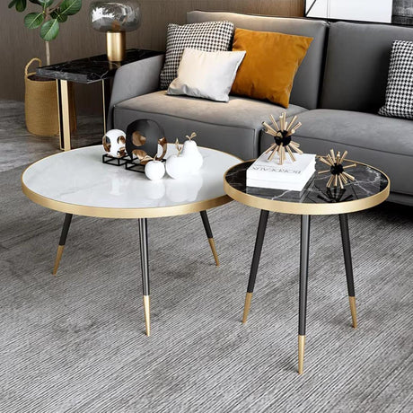 2in1Modern Marble Round Coffee Table & Side Table