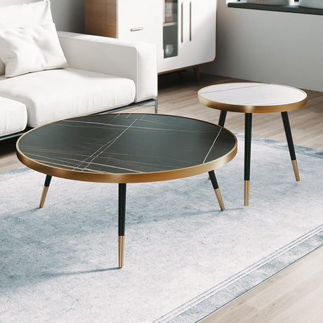 2in1Modern Marble Round Coffee Table & Side Table