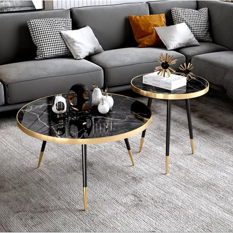 2in1Modern Marble Round Coffee Table & Side Table