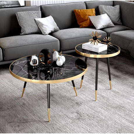 2in1Modern Marble Round Coffee Table & Side Table