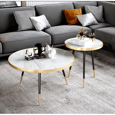 2in1Modern Marble Round Coffee Table & Side Table