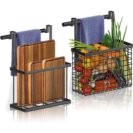 2pc Over the Cabinet Organizer with Towel Bar | Stainless Steel | 28x11.5x3cm (LxWxH)