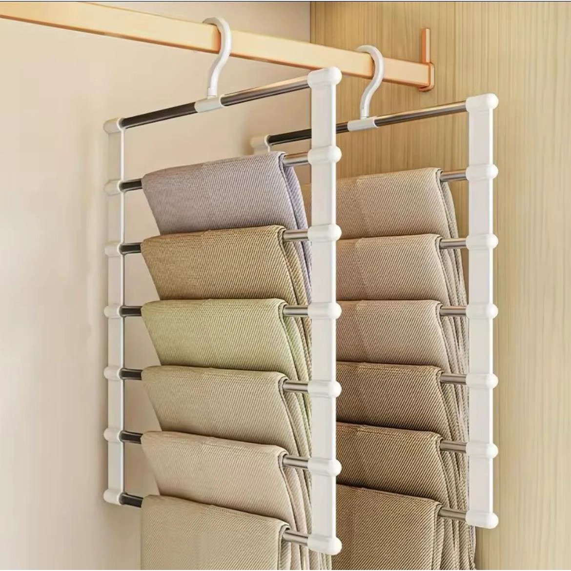 2pcs 6-Layer Multifunctional Clothes Hanger Foldable Space-Saving Design Hangers & Hooks Closet Organizers